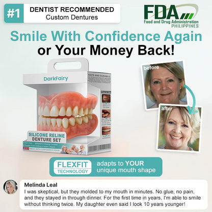 （Last day 50% off）DarkFairy™ 𝗔𝗱𝘃𝗮𝗻𝗰𝗲𝗱 𝗖𝘂𝘀𝘁𝗼𝗺𝗶𝘇𝗲𝗱 𝗙𝘂𝗹𝗹 𝗗𝗲𝗻𝘁𝘂𝗿𝗲 𝗦𝗲𝘁  （Clinically backed comfort-fit dentures —  Trusted by 12,000+  users for all-day comfort.）